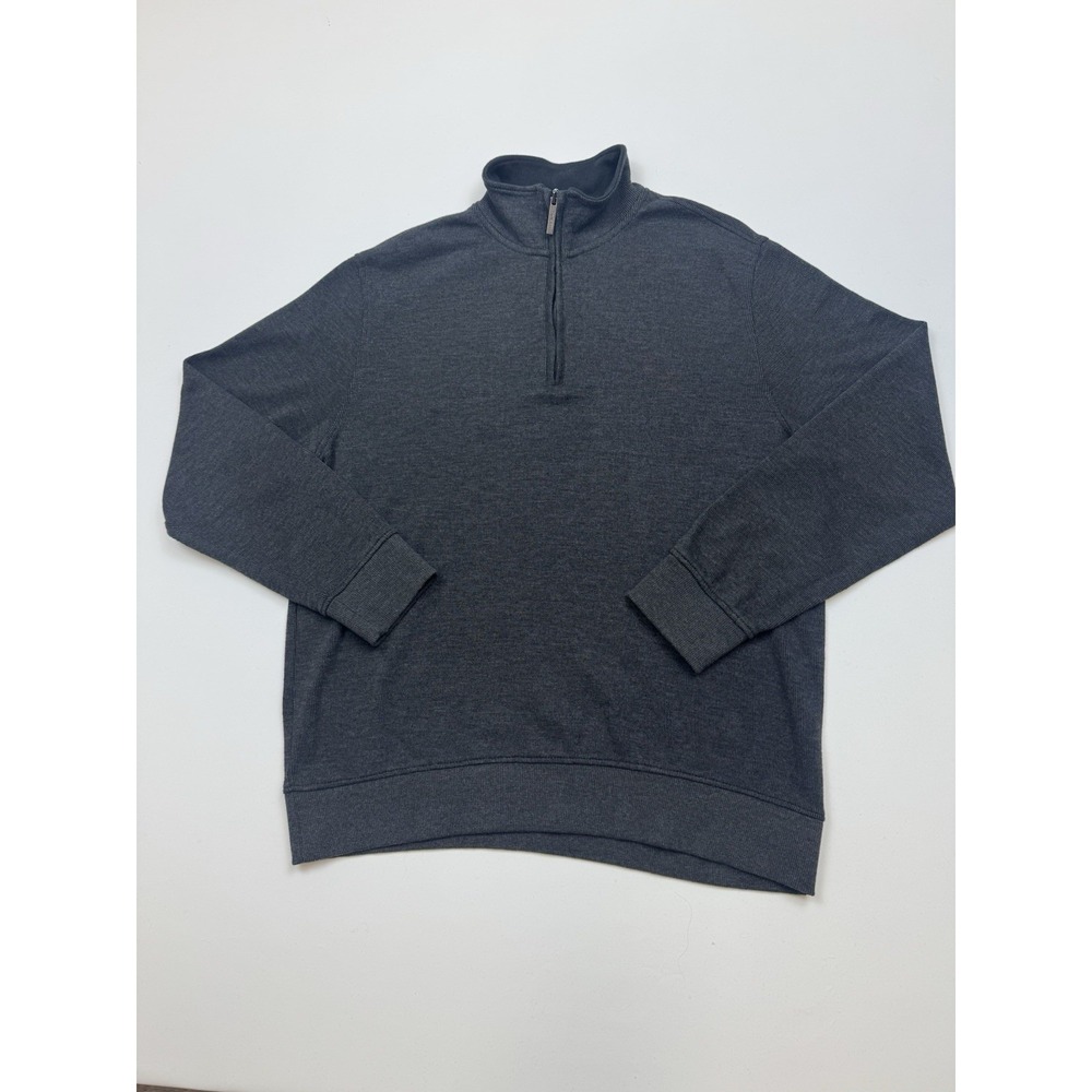 Van‎ Heusen Men's M Quarter Zip Pullover Seater Charcoal Gray Lightweight Knit